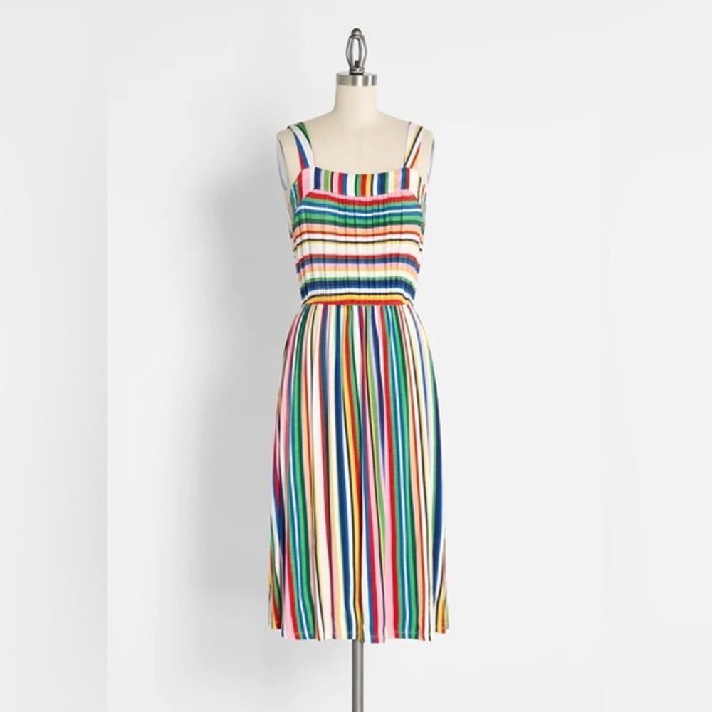 Modcloth Colorful Striped Midi Dress